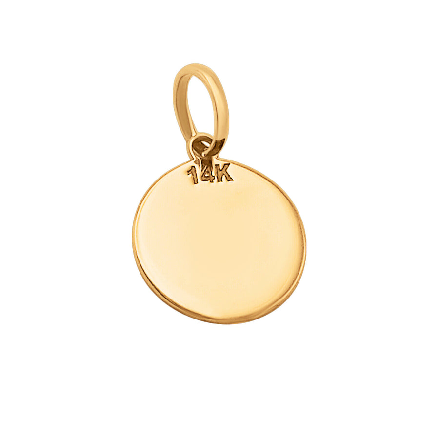 14k Solid Yellow Gold Round Disc Plain Small Delicate Engravable Charm Pendant