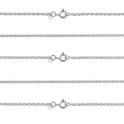 925 Pure Solid Sterling Silver 1.2 mm Shiny Sturdy Rope Chain Spring Ring Clasp