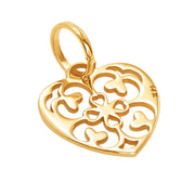 10k Pure Solid Yellow Gold Heart Laser Cut Beautiful Cute Delicate Charm Pendant