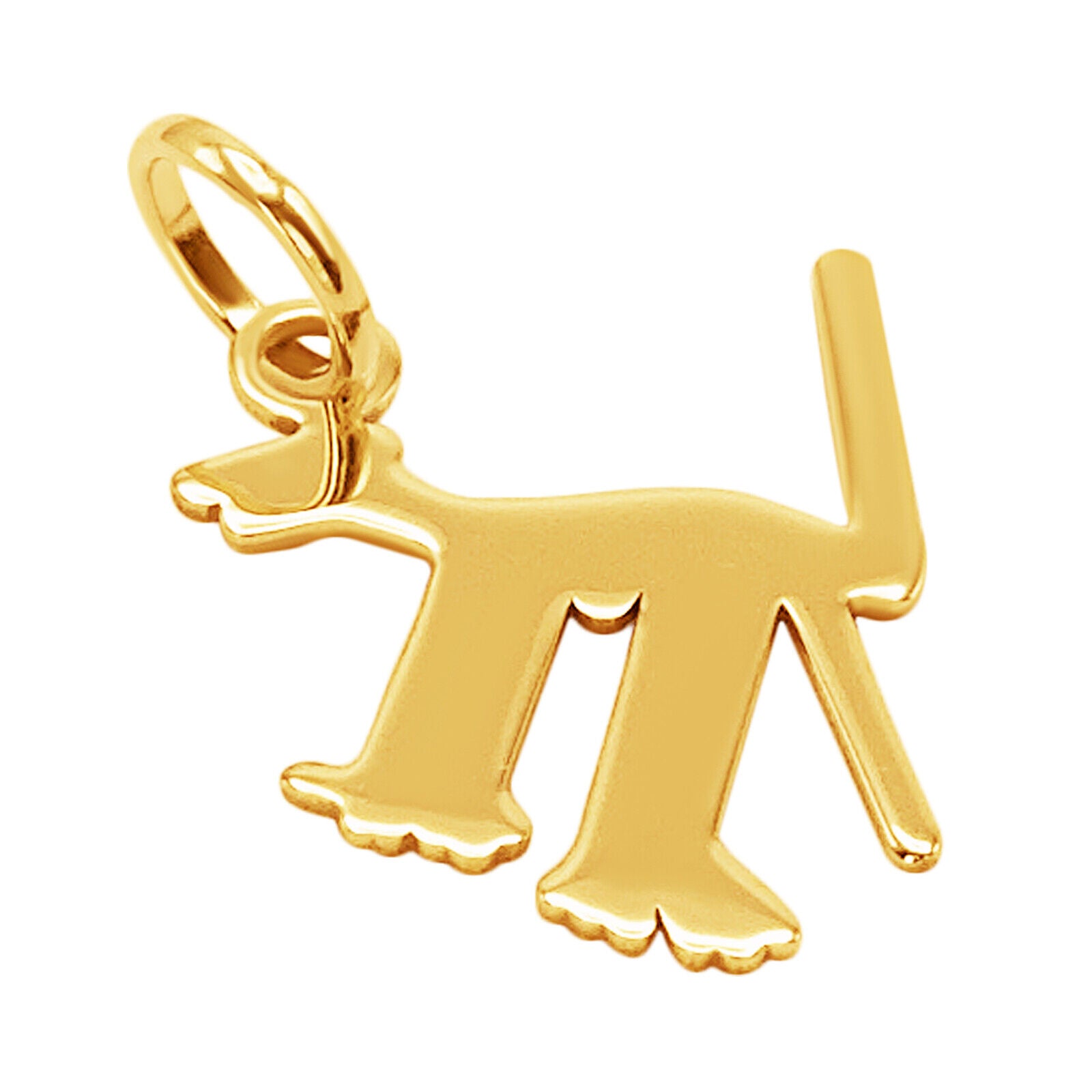 14k Solid Yellow Fine Gold Nazca Line Dog World Wonder Delicate Charm Pendant