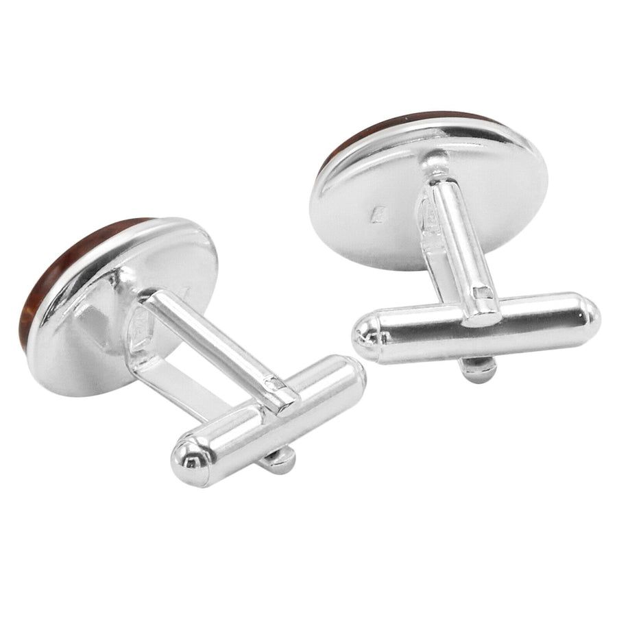 925 Solid Pure Sterling Silver Cognac Baltic Amber Oval Classic Men Cufflinks
