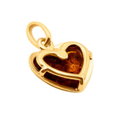 14k Pure Solid Yellow Gold Honey Baltic Amber Small Delicate Heart Charm Pendant