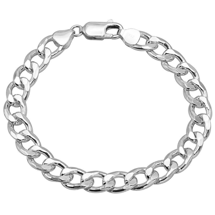 925 Pure Solid Sterling Silver 8 mm Cuban Link Curb Chain Men Bracelet 8 Inches