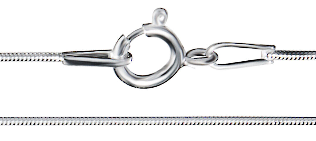925 Solid Pure Sterling Silver 925 Round Snake Chain 0.8 mm Spring Ring Clasp
