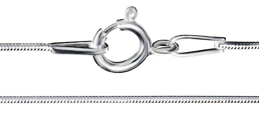925 Solid Pure Sterling Silver 925 Round Snake Chain 0.8 mm Spring Ring Clasp
