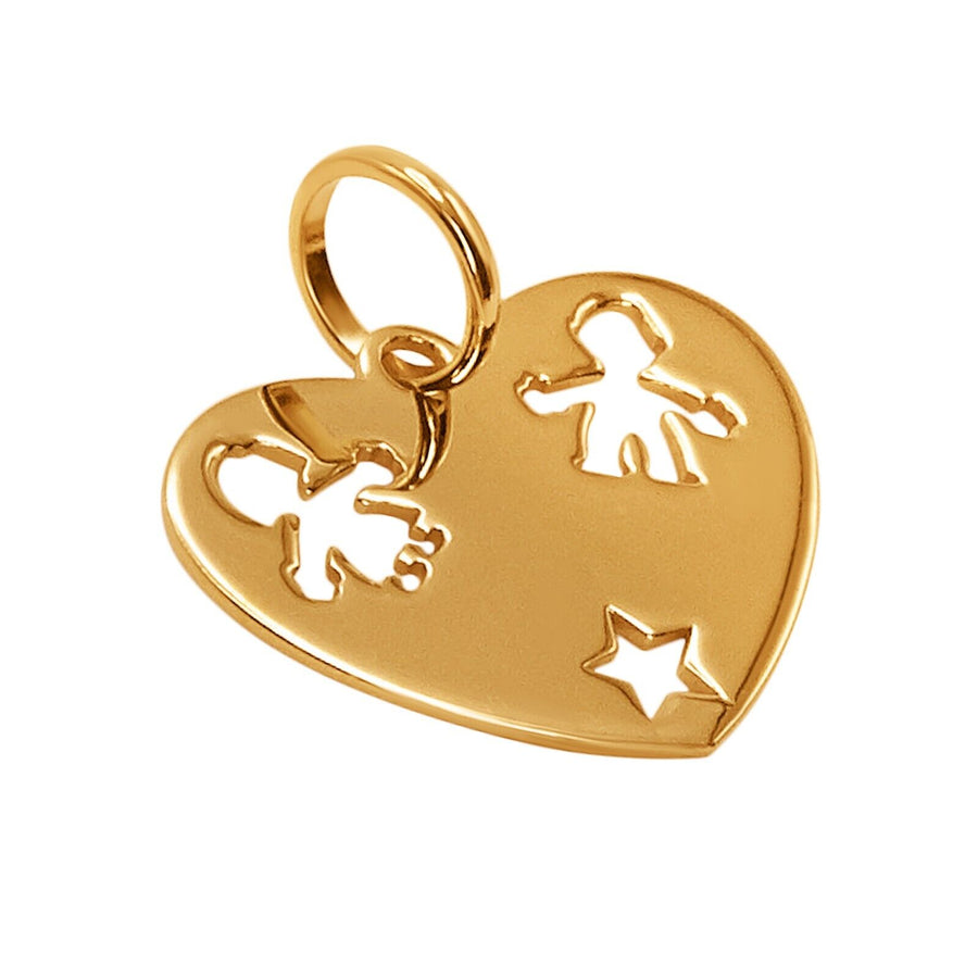 10k Pure Solid Yellow Gold Son Daughter Mommy Family Heart Star Charm Pendant