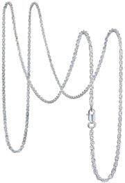 925 Solid Pure Sterling Silver Rope Chain 1.2 mm Rectangular Lobster Clasp