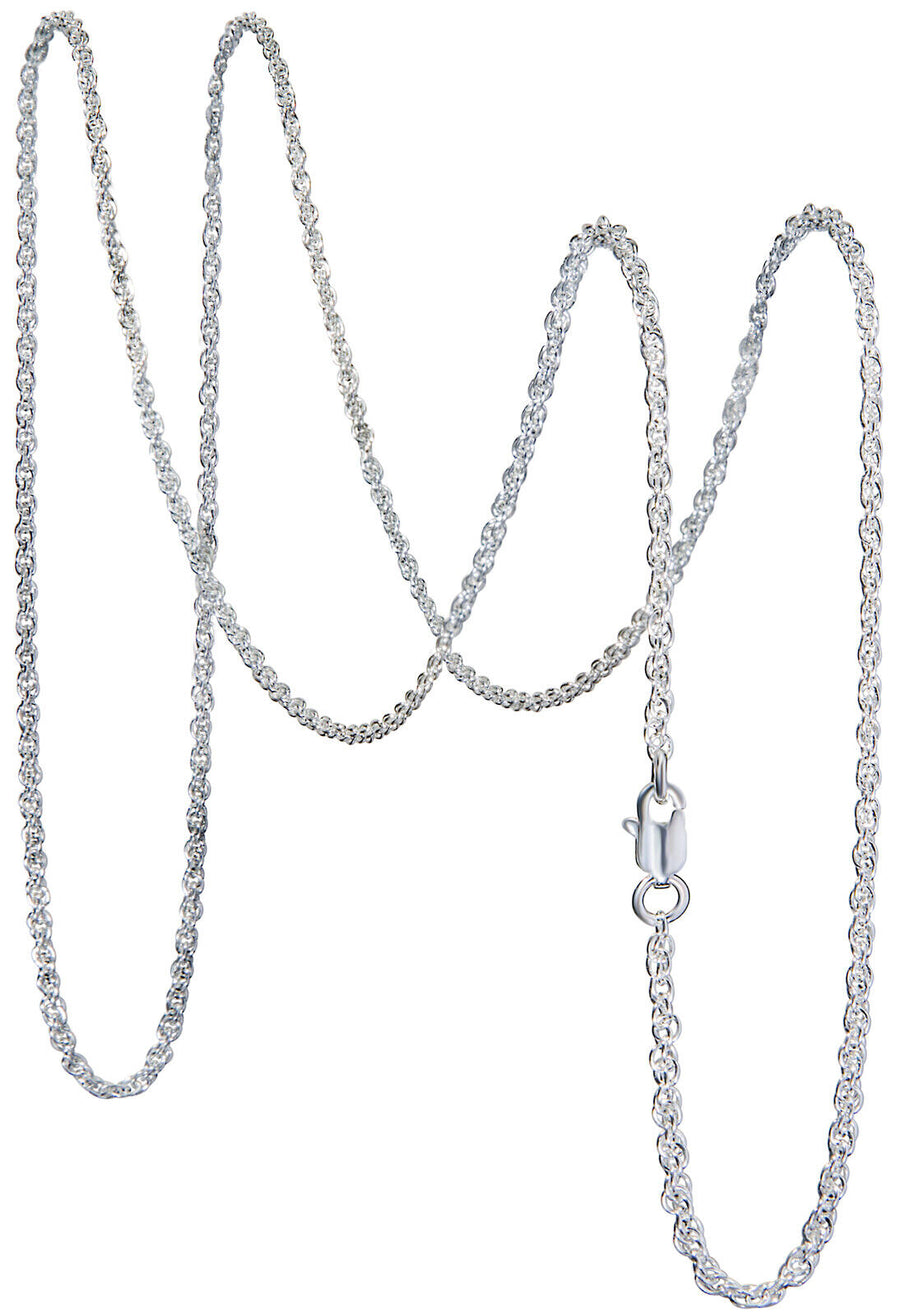 925 Solid Pure Sterling Silver Rope Chain 1.2 mm Rectangular Lobster Clasp