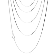 925 Solid Sterling Silver Durable Square Snake Chain 0.8 mm Spring Ring Clasp