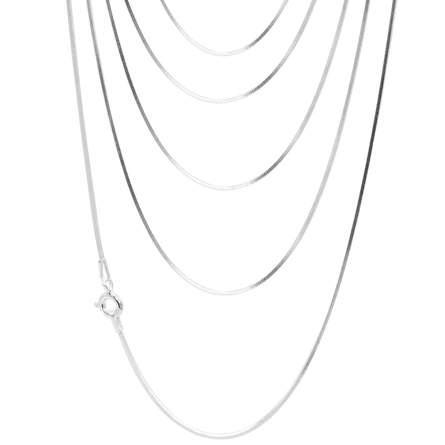 925 Solid Sterling Silver Durable Square Snake Chain 0.8 mm Spring Ring Clasp