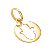 14k Pure Solid Yellow Gold Hamsa Hand Religious Amulet Delicate Charm Pendant