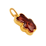 14k Pure Solid Yellow Gold Honey Baltic Amber Small Designer Teddy Bear Pendant