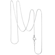 925 Solid Pure Sterling Silver 925 Round Snake Chain 0.8 mm Spring Ring Clasp