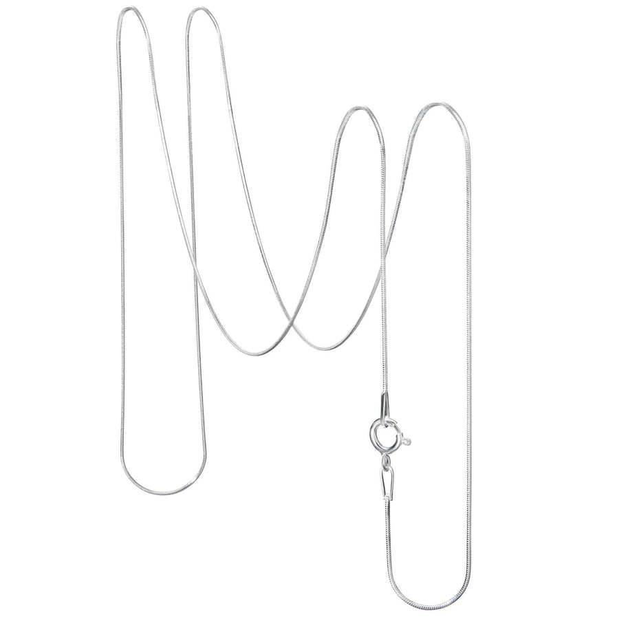 925 Solid Pure Sterling Silver 925 Round Snake Chain 0.8 mm Spring Ring Clasp