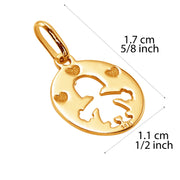 14k Pure Solid Yellow Gold Girl Daughter Happy Hug Hearts Round Delicate Charm