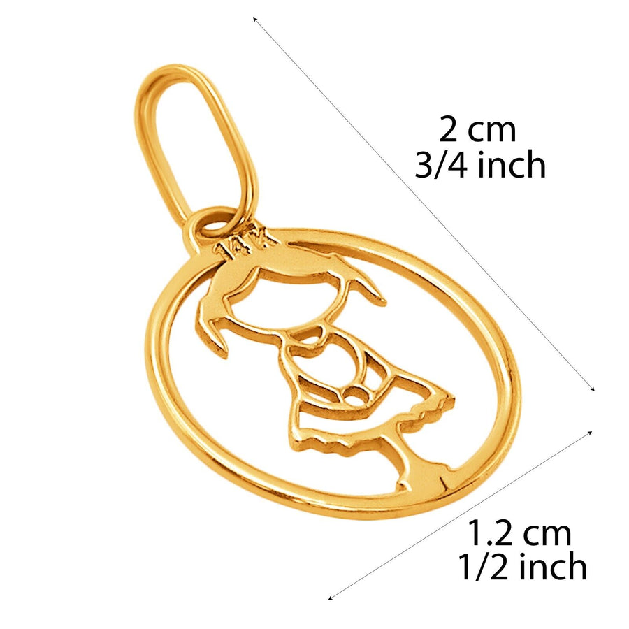 14k Pure Solid Yellow Gold Girl Daughter Beautiful Small Delicate Charm Pendant