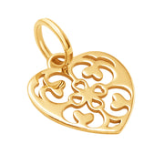 10k Pure Solid Yellow Gold Heart Laser Cut Beautiful Cute Delicate Charm Pendant