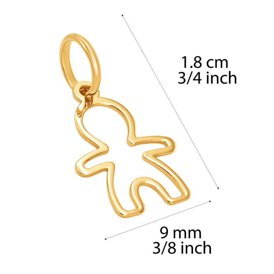 14k Pure Solid Yellow Gold Boy Son Laser Cut Delicate Small Pretty Charm Pendant