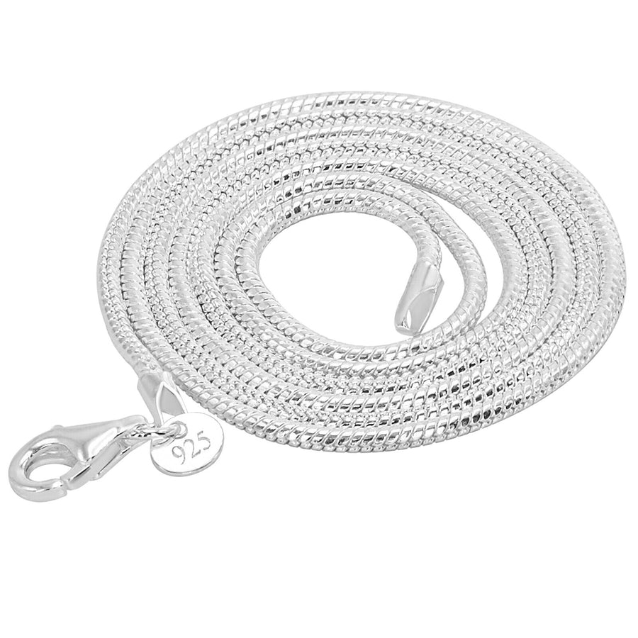 925 Real Solid Sterling Silver Round Snake Chain 1.5 mm Women Men Lobster Clasp