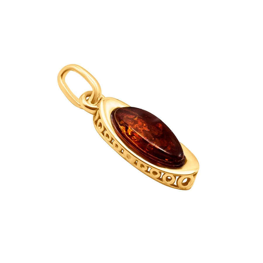 14k Pure Solid Yellow Gold Honey Baltic Amber Small Oval Nice Charm Pendant