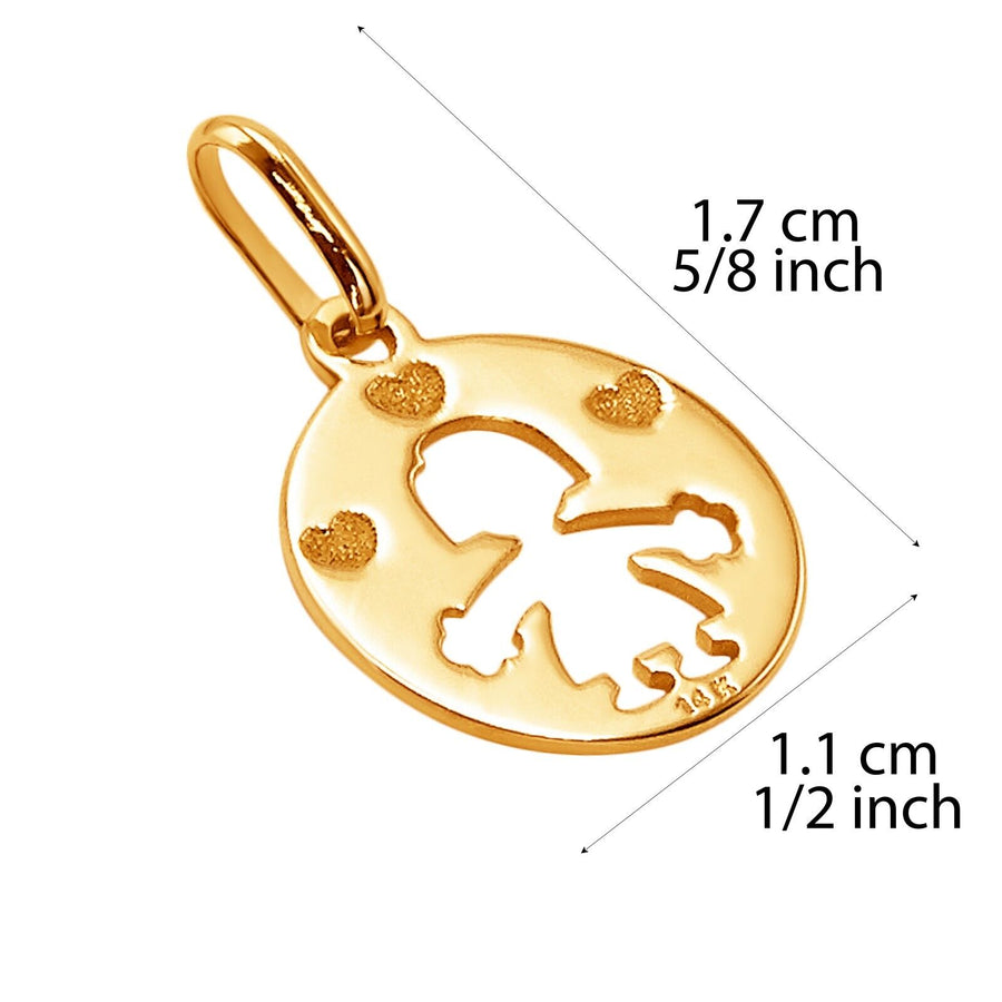 14k Pure Solid Yellow Gold Girl Daugther Hearts Love Delicate Charm Nice Pendant