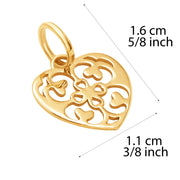 10k Pure Solid Yellow Gold Heart Laser Cut Beautiful Cute Delicate Charm Pendant