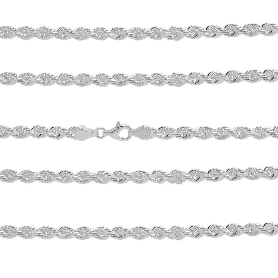925 Solid Sterling Silver 4 mm Thick Heavy Handmade French Rope Chain 18 Inches