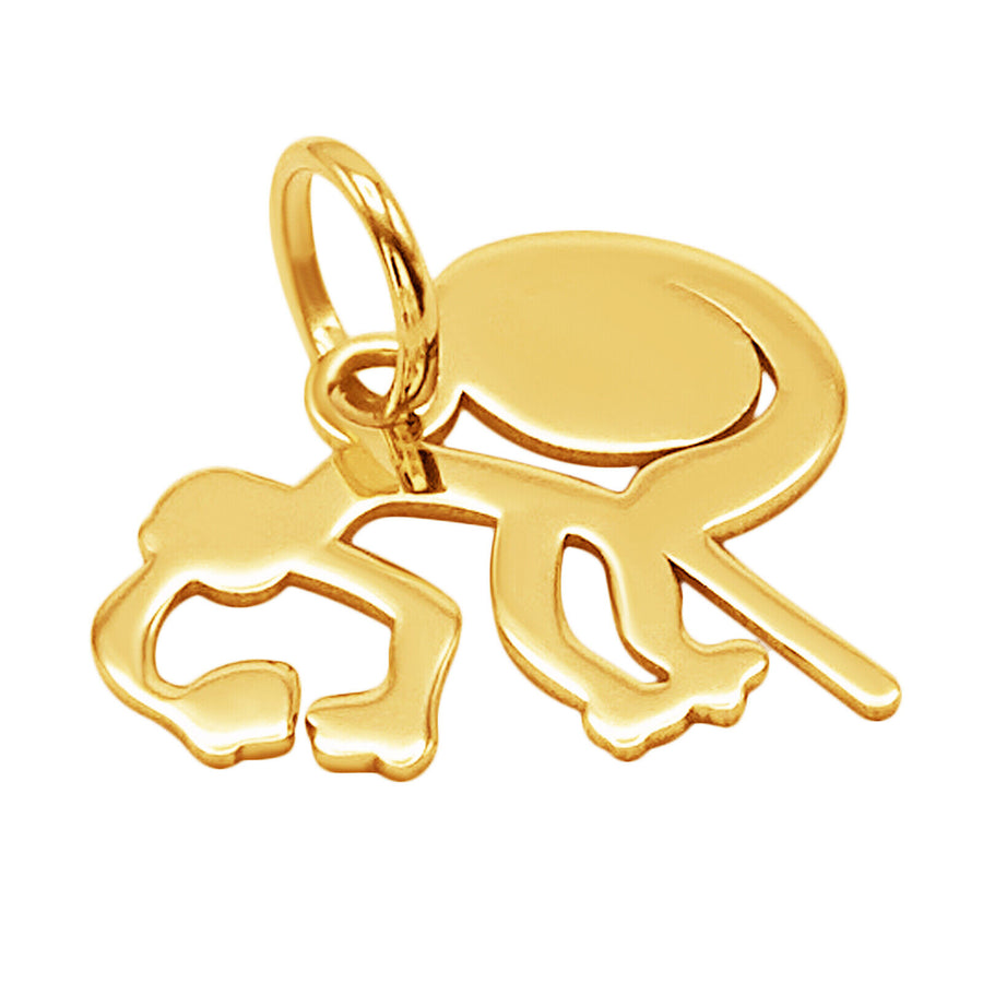14k Solid Yellow Fine Gold Nazca Line Monkey World Wonder Delicate Charm Pendant