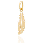 10k Pure Solid Yellow Gold Feather Beautiful Delicate Designer Charm Pendant