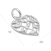 925 Solid Pure Sterling Silver Shiny Delicate Beautiful Heart Leaves Small Charm