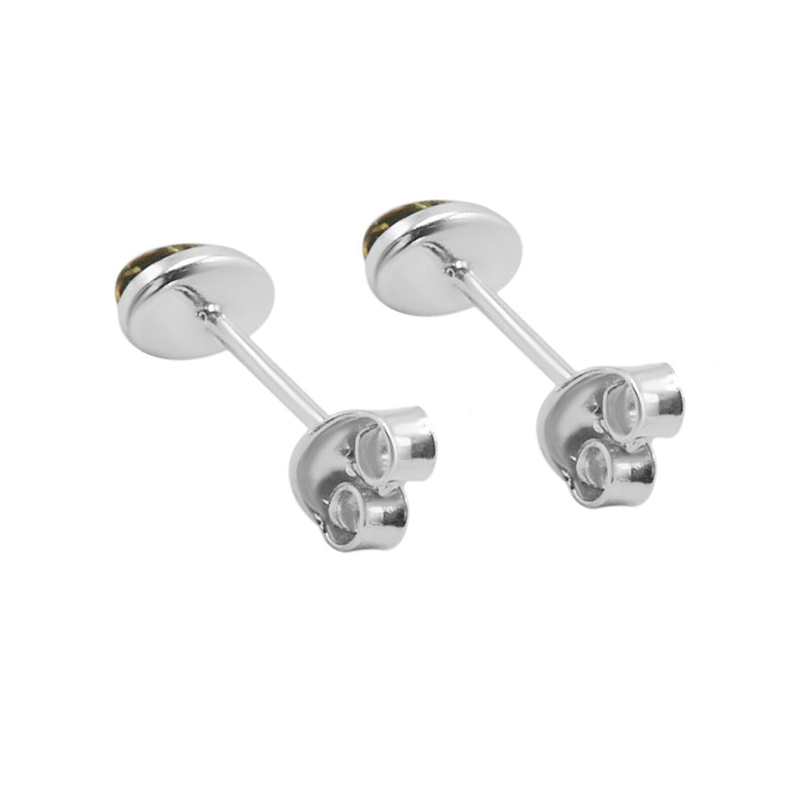 925 Solid Pure Sterling Silver Green Real Baltic Amber Oval Small Stud Earrings