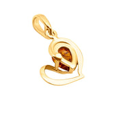 14k Pure Solid Yellow Gold Honey Baltic Amber Small Heart Nice Charm Pendant