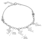 925 Solid Pure Sterling Silver Dolphin Ball Snake Chain Pretty Bracelet 8 Inches