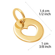 10k Pure Solid Yellow Gold Laser Cut Round Heart Love Delicate Charm Pendant
