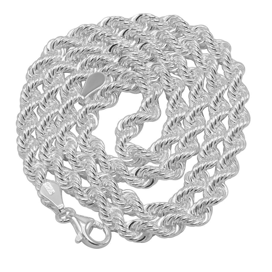 925 Solid Sterling Silver 4 mm Thick Heavy Handmade French Rope Chain 18 Inches