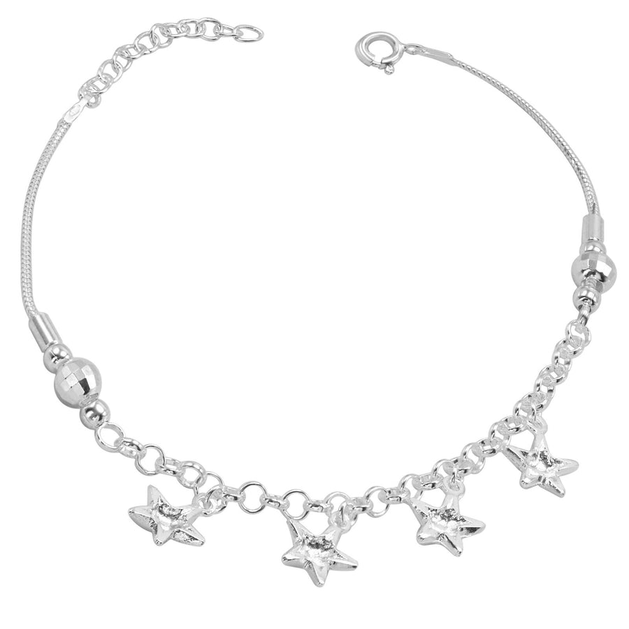 925 Solid Pure Sterling Silver Sea Star Snake Rolo Chain Nice Bracelet 8 Inches