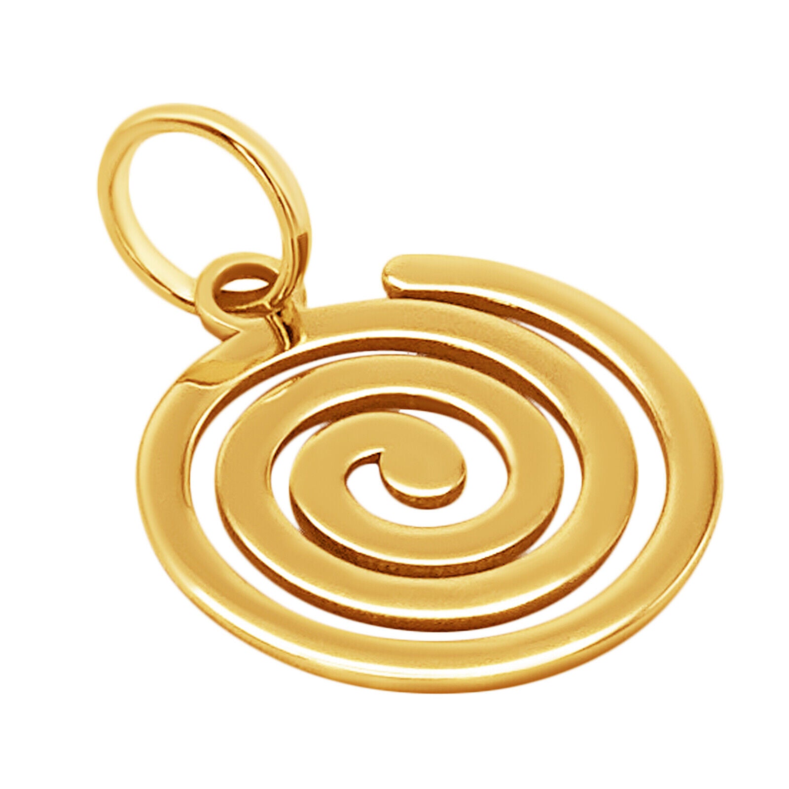 14k Solid Yellow Fine Gold Nazca Line Spiral World Wonder Delicate Charm Pendant
