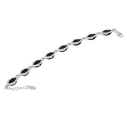 925 Sterling Silver Dark Red Baltic Amber Marquise Adjustable Bracelet 8 Inches