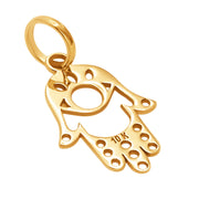 14k Pure Solid Yellow Gold Hamsa Hand Religious Amulet Delicate Charm Pendant