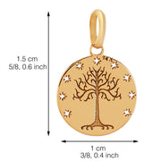 10k Pure Solid Yellow Gold Tree of Life Stars Round Delicate Small Charm Pendant