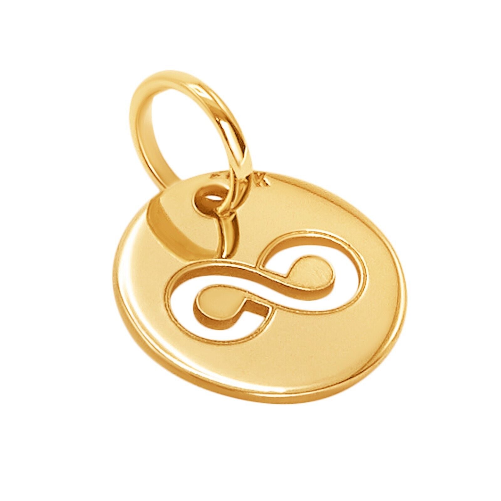 10k Pure Solid Yellow Gold Infinity Symbol Delicate Beautiful Charm Nice Pendant