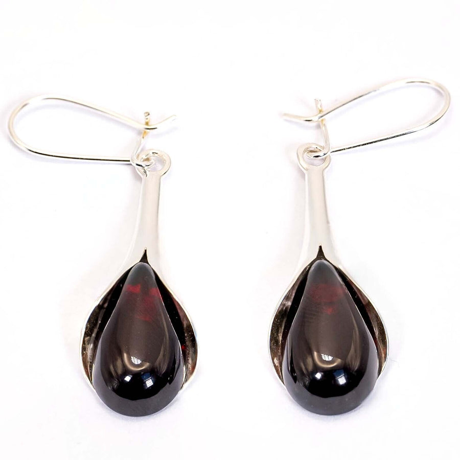 925 Solid Sterling Silver Baltic Cherry Amber Designer Drop Beautiful Earrings