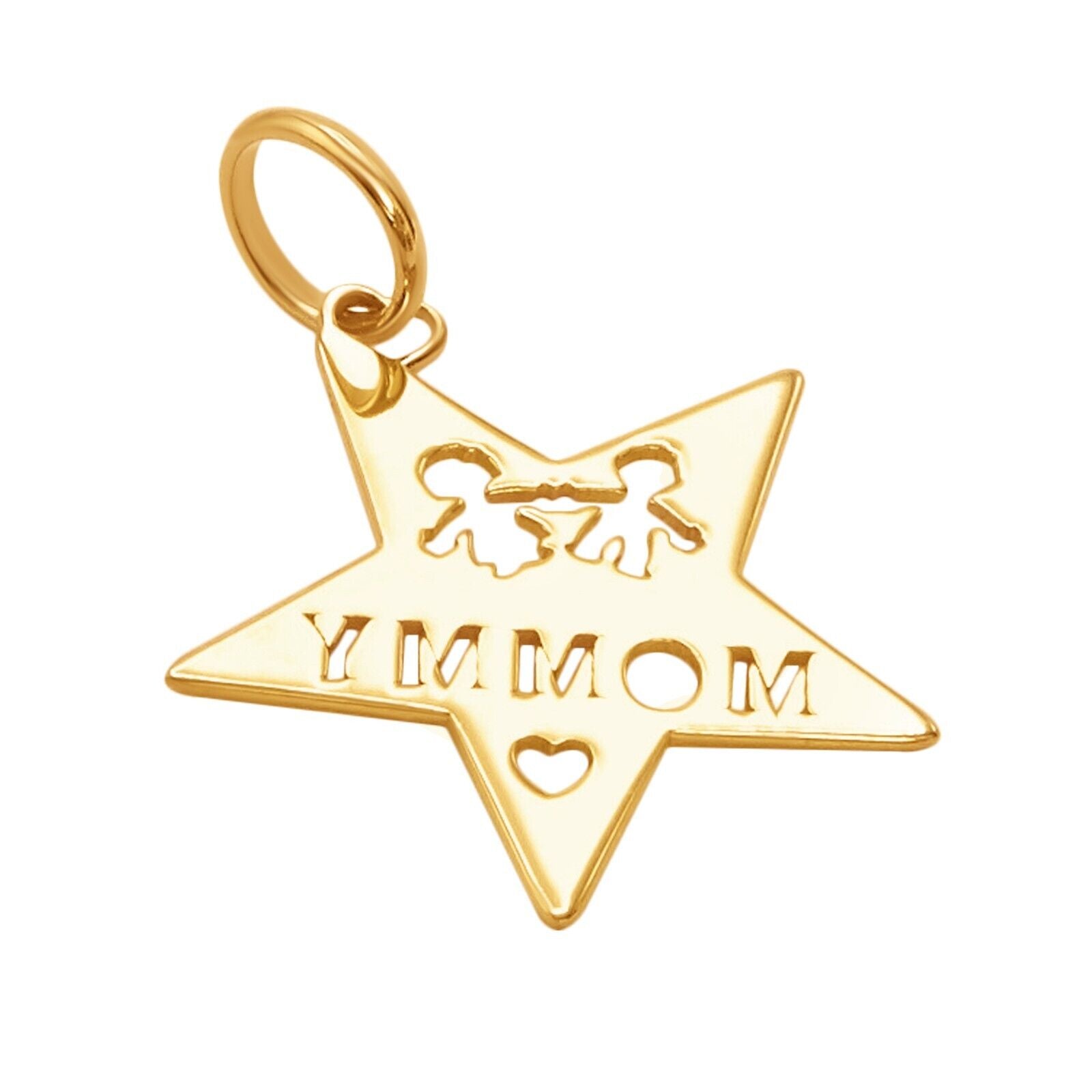 10k Solid Pure Yellow Gold Star Son Daughter Mommy Family Hearts Adorable Charm