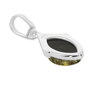 925 Solid Pure Sterling Silver Green Baltic Amber Designer Marquise Nice Pendant