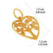 14k Pure Solid Yellow Gold Tree of Hearts Laser Cut Delicate Small Charm Pendant