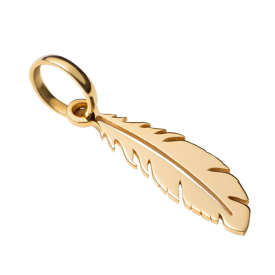 10k Pure Solid Yellow Gold Feather Beautiful Delicate Designer Charm Pendant