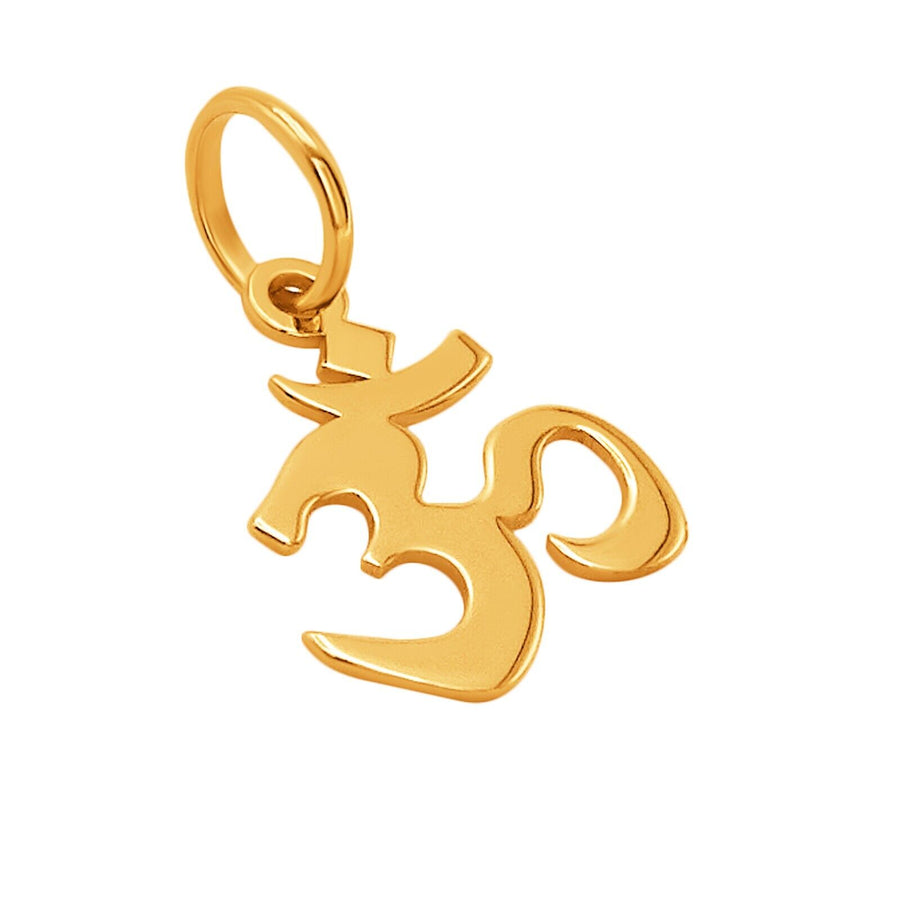 14k Pure Solid Yellow Gold Om Aum Sound Religious Symbol Delicate Charm Pendant
