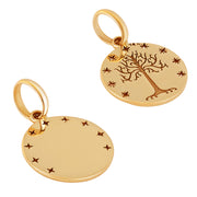 10k Pure Solid Yellow Gold Tree of Life Stars Round Delicate Small Charm Pendant
