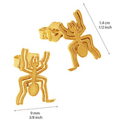 14k Solid Yellow Fine Gold Nazca Line Spider World Wonder Geoglyph Stud Earrings