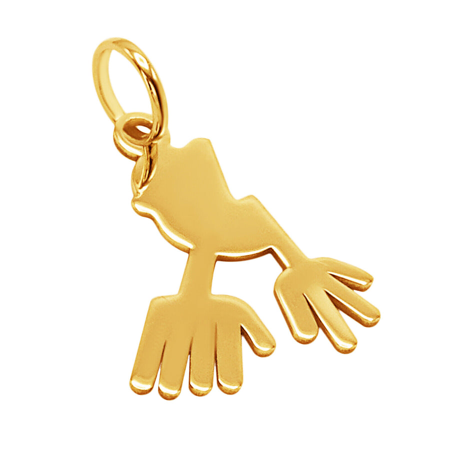 14k Solid Yellow Fine Gold Nazca Line Hands World Wonder Delicate Charm Pendant